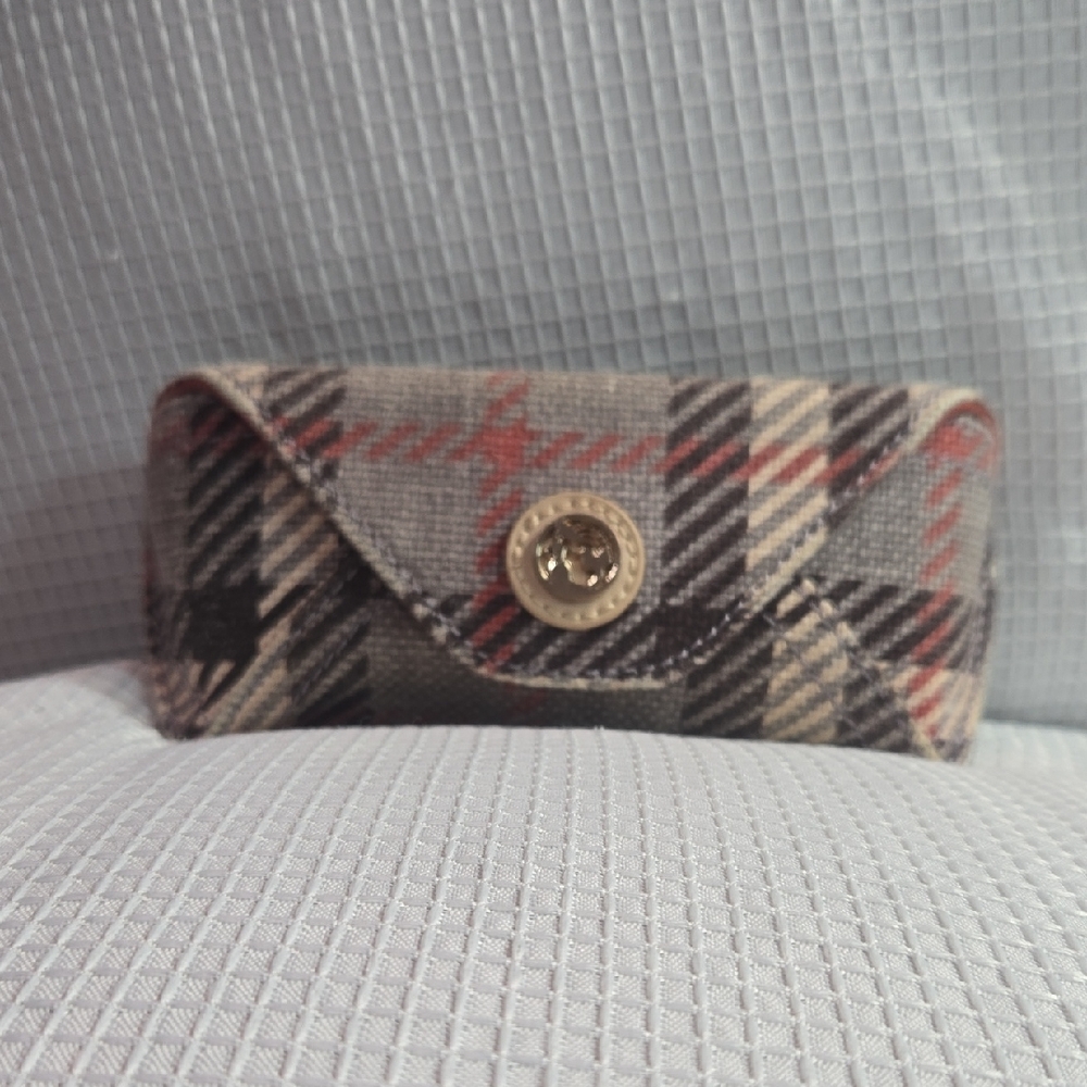 Spartina 449 Gray/Brown/Rust/Cream Plaid Hardcase Eye Glasses Case